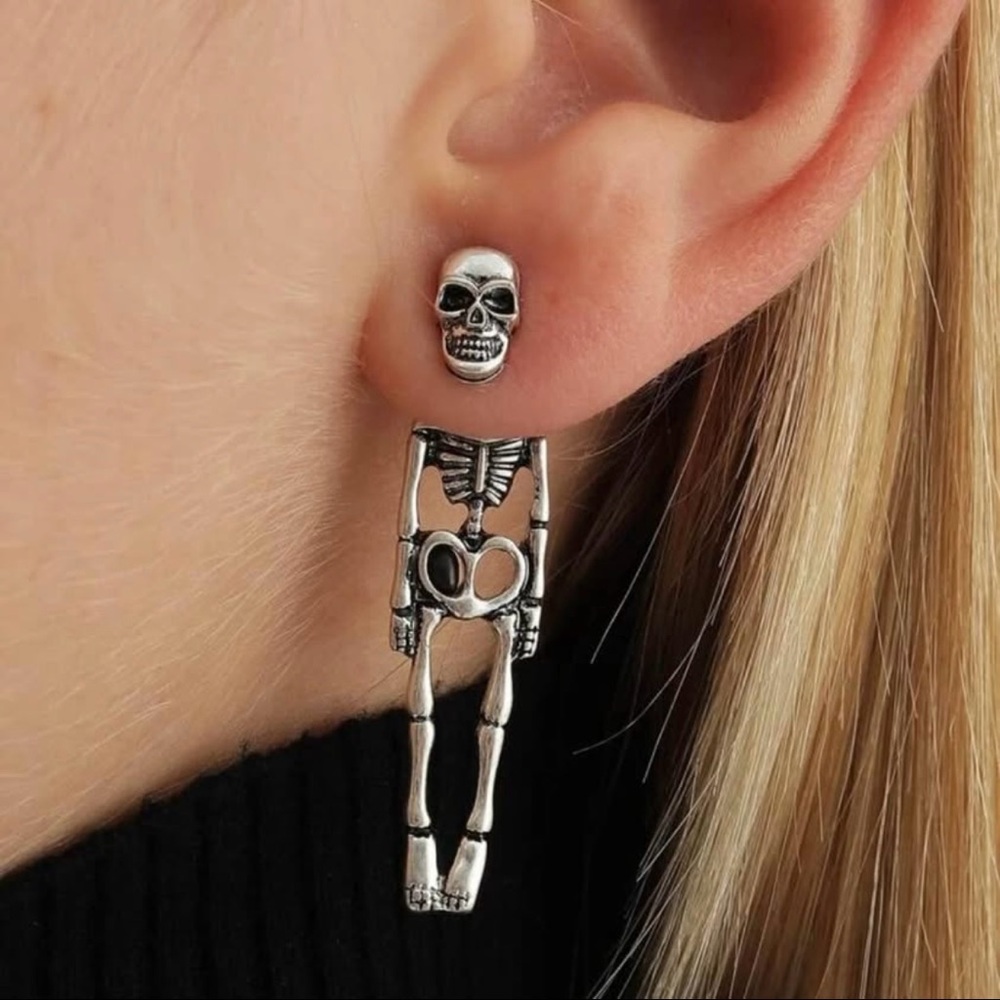Silver Color Skeleton Earrings